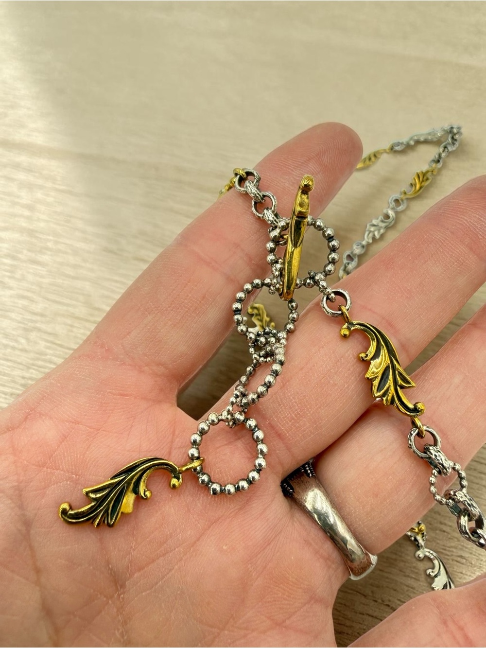 Echo of the Dreamer Acanthus Sterling Bronze 26-28” Necklace Artisan Designer - Picture 7 of 17